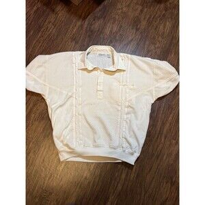 Vintage 70’s Alexxus Shirt Men’s Large Cream Short Sleeve Polo Pullover